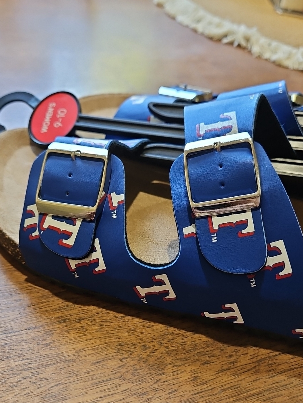 These blue Texas Rangers double-buckle sandals by FOCO - Picture 7 of 12